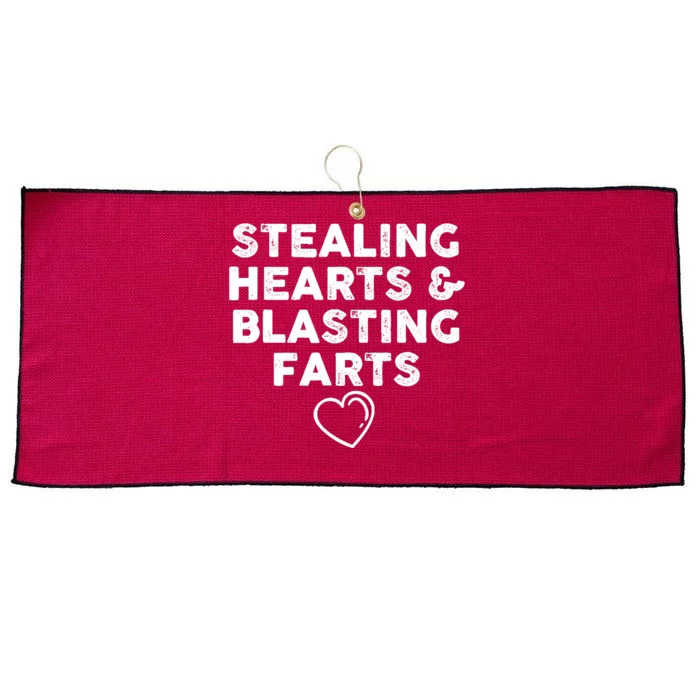 Funny ValentineS Day Stealing Hearts And Blasting Farts Large Microfiber Waffle Golf Towel