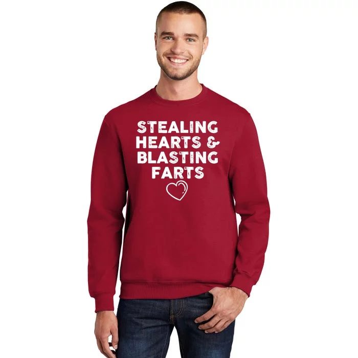 Funny ValentineS Day Stealing Hearts And Blasting Farts Tall Sweatshirt