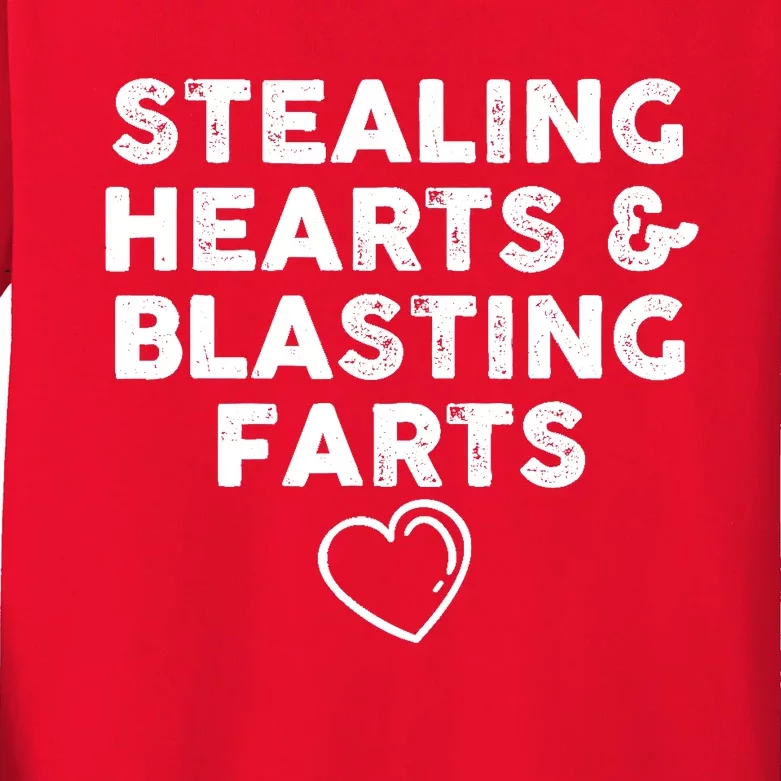 Funny ValentineS Day Stealing Hearts And Blasting Farts Kids Long Sleeve Shirt