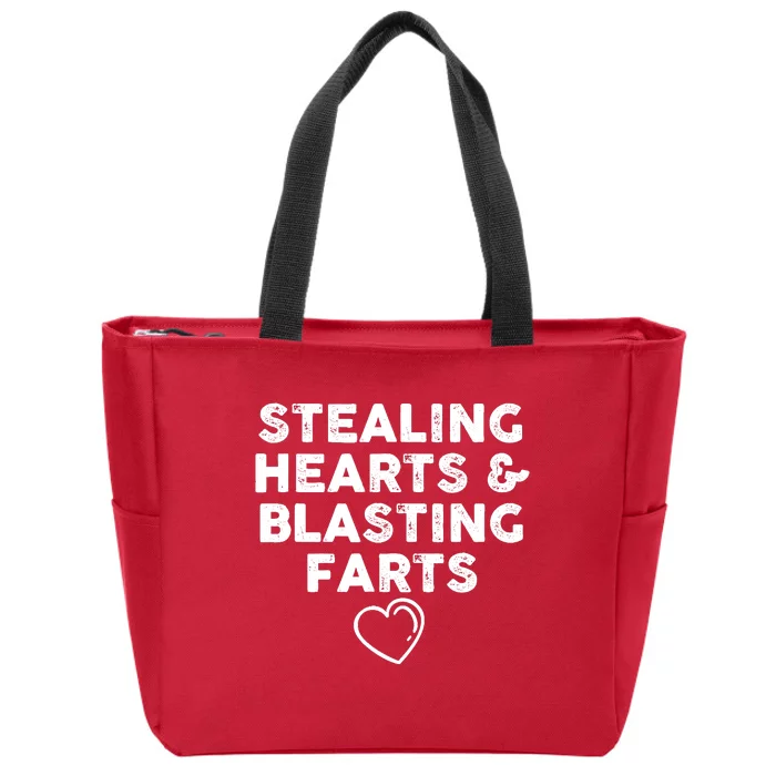 Funny ValentineS Day Stealing Hearts And Blasting Farts Zip Tote Bag