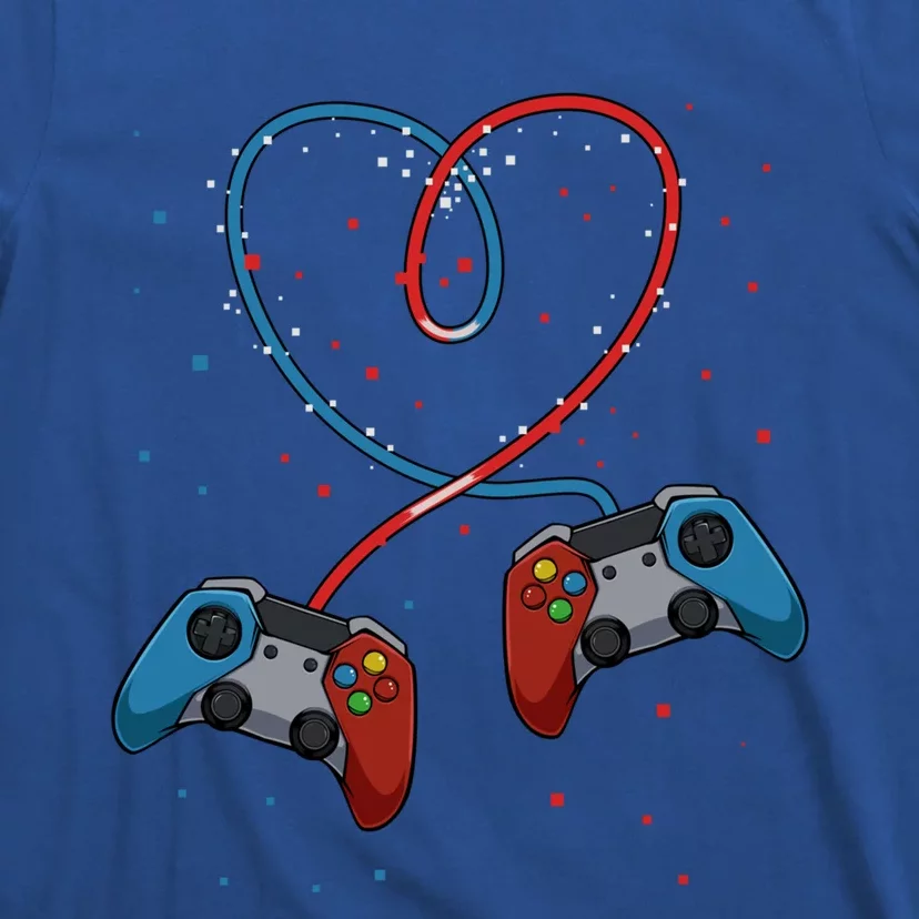 Funny Valentine's Day Gamer Couple Gift Controllers Heart Gift T-Shirt