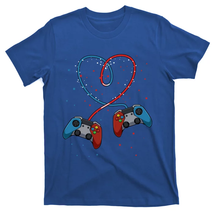 Funny Valentine's Day Gamer Couple Gift Controllers Heart Gift T-Shirt