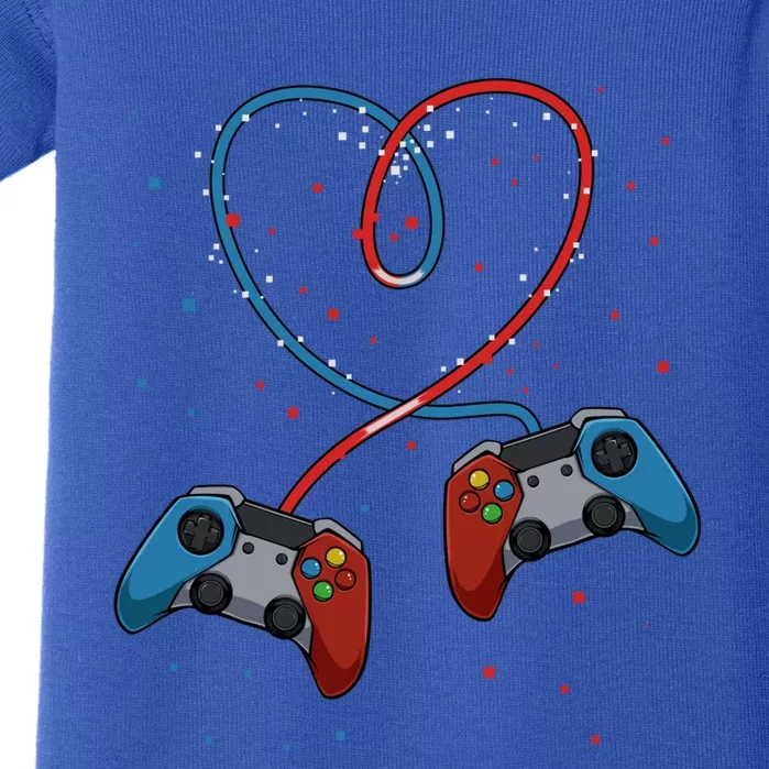 Funny Valentine's Day Gamer Couple Gift Controllers Heart Gift Baby Bodysuit