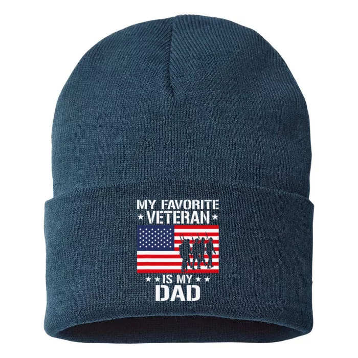 Father Veterans Day My Favorite Veteran Is My Dad Gift Sustainable Knit Beanie