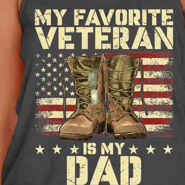 Father Veterans Day My Favorite Veteran Is My Dad Women's Knotted Racerback Tank