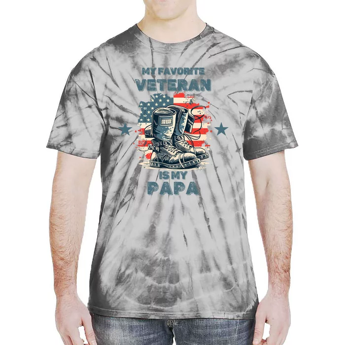 Father Veterans Day My Favorite Veteran Is My Papa For Kids Tie-Dye T-Shirt