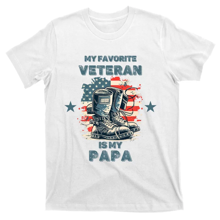 Father Veterans Day My Favorite Veteran Is My Papa For Kids T-Shirt