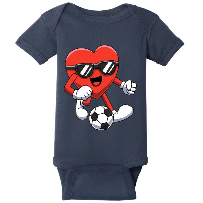 Funny Valentines Day Heart Playing Soccer Boy Girl Baby Bodysuit