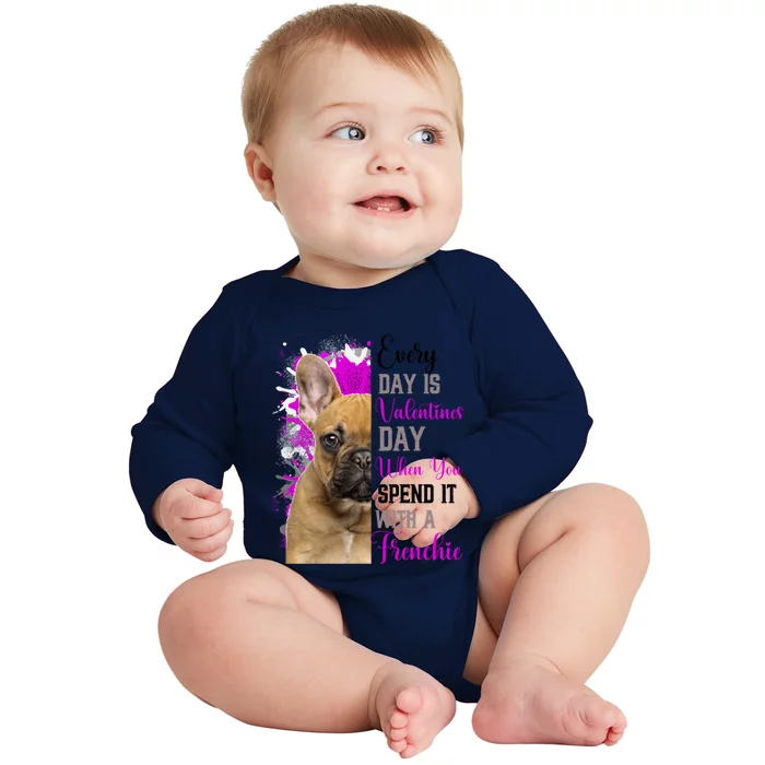 Frenchie Valentines Day Mom Dogs Cute Fun French Bulldog Gift Baby Long Sleeve Bodysuit