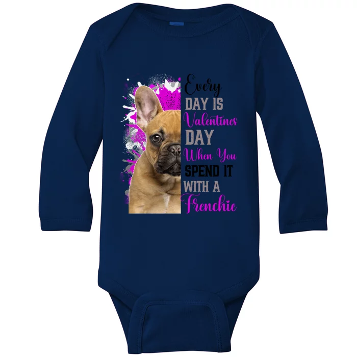 Frenchie Valentines Day Mom Dogs Cute Fun French Bulldog Gift Baby Long Sleeve Bodysuit