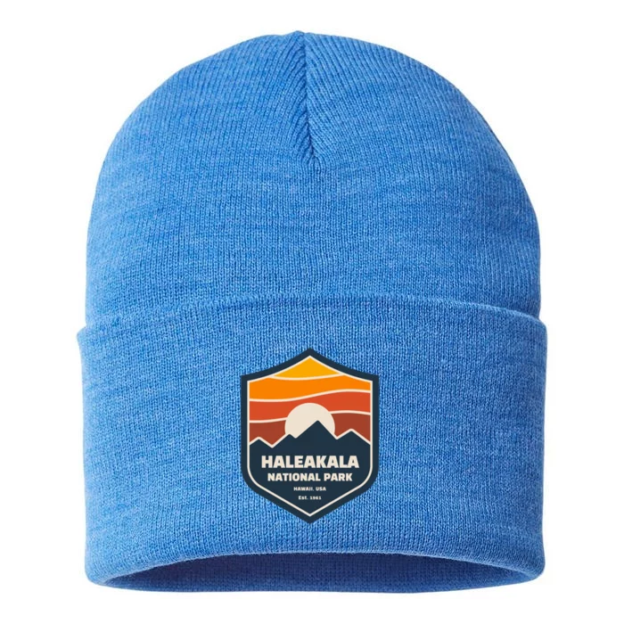 Family Vacation Design Retro Haleakala National Park Gift Sustainable Knit Beanie