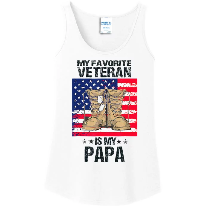 Father Veterans Day My Favorite Veteran Is My Papa Ladies Essential Tank