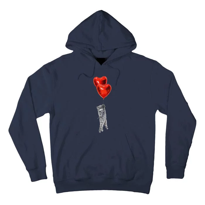 Funny Valentine's Day Cat Cute Persian Heart Balloons Hearts Tall Hoodie