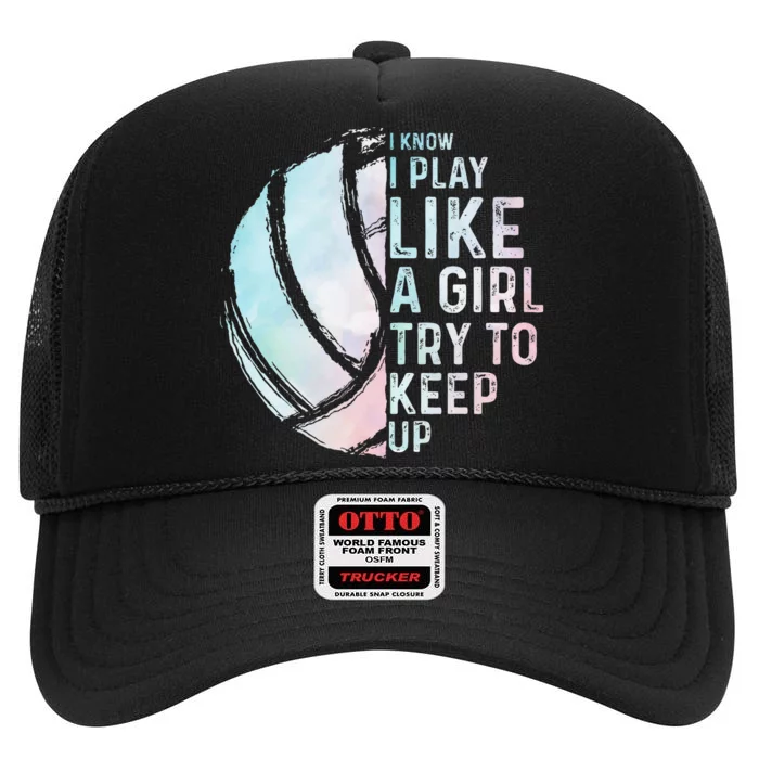 Funny Volleyball Design Women N Sports Lovers High Crown Mesh Trucker Hat