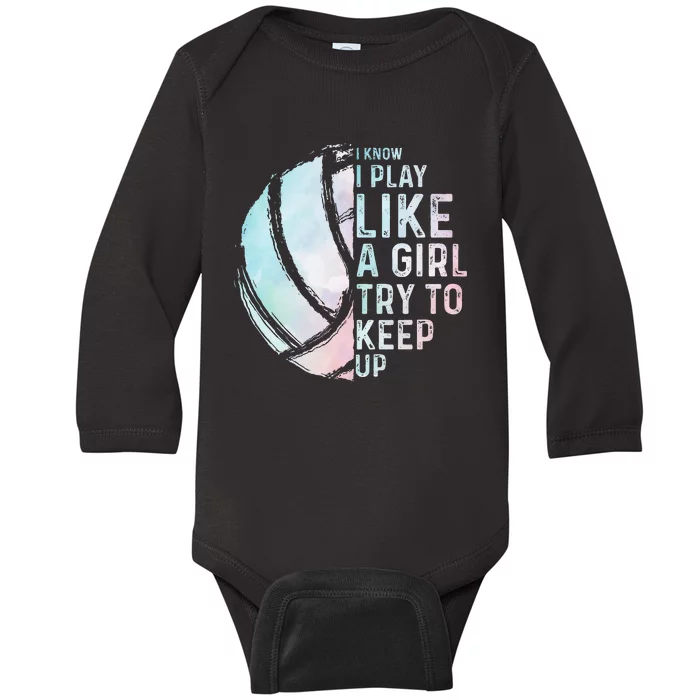 Funny Volleyball Design Women N Sports Lovers Baby Long Sleeve Bodysuit