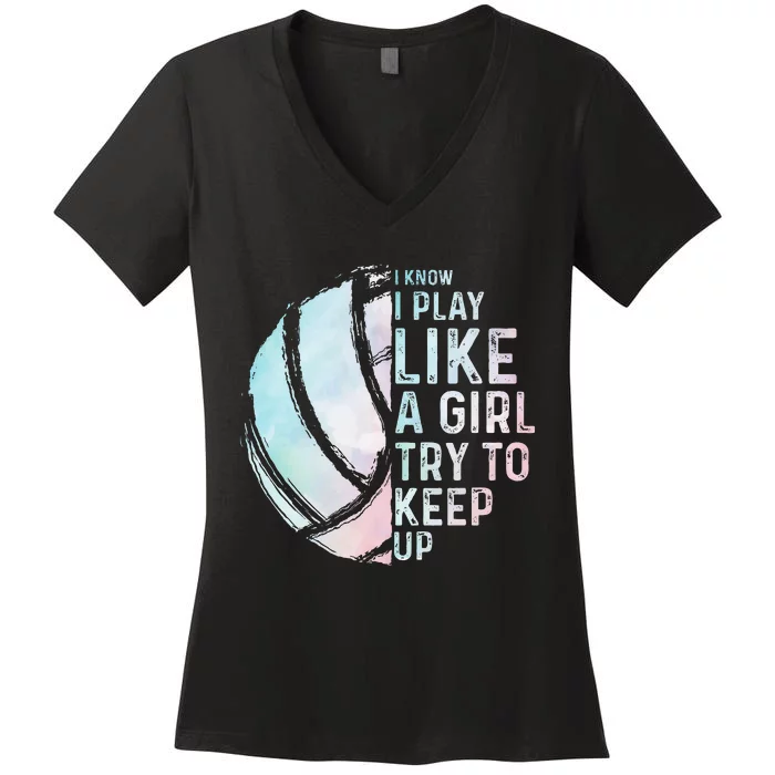 Funny Volleyball Design Women N Sports Lovers Women's V-Neck T-Shirt