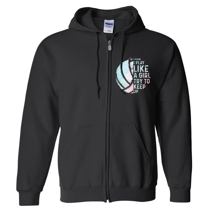 Funny Volleyball Design Women N Sports Lovers Full Zip Hoodie