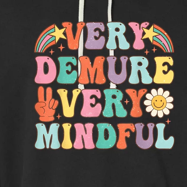 Funny Very Demure Very Mindful Trend Demure & Mindful Retro Garment-Dyed Fleece Hoodie