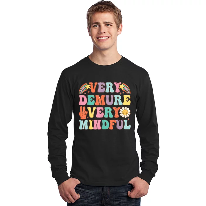 Funny Very Demure Very Mindful Trend Demure & Mindful Retro Long Sleeve Shirt