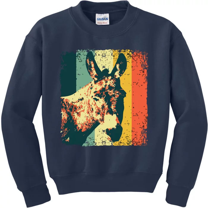 Funny Vintage Donkey Design For Safari Mule Equine Kids Sweatshirt