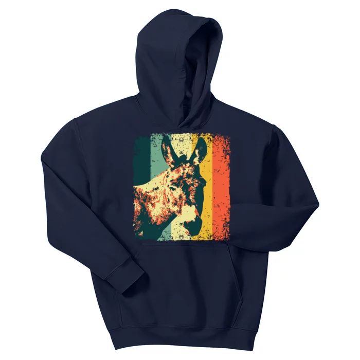 Funny Vintage Donkey Design For Safari Mule Equine Kids Hoodie