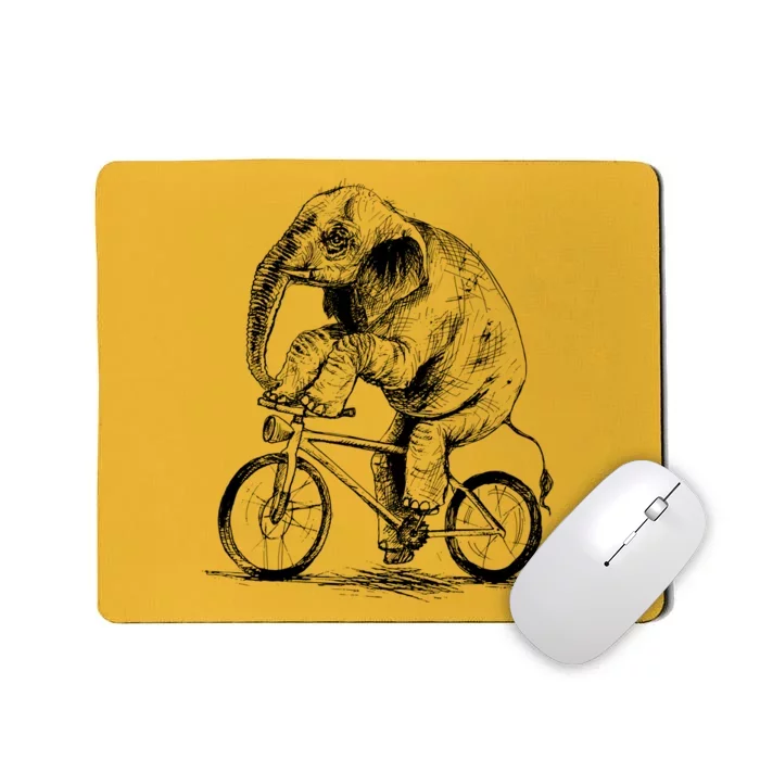 Funny Vintage Elephant On Bike Bicycle Mousepad