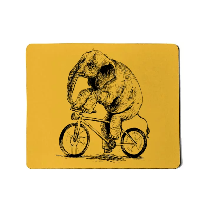 Funny Vintage Elephant On Bike Bicycle Mousepad