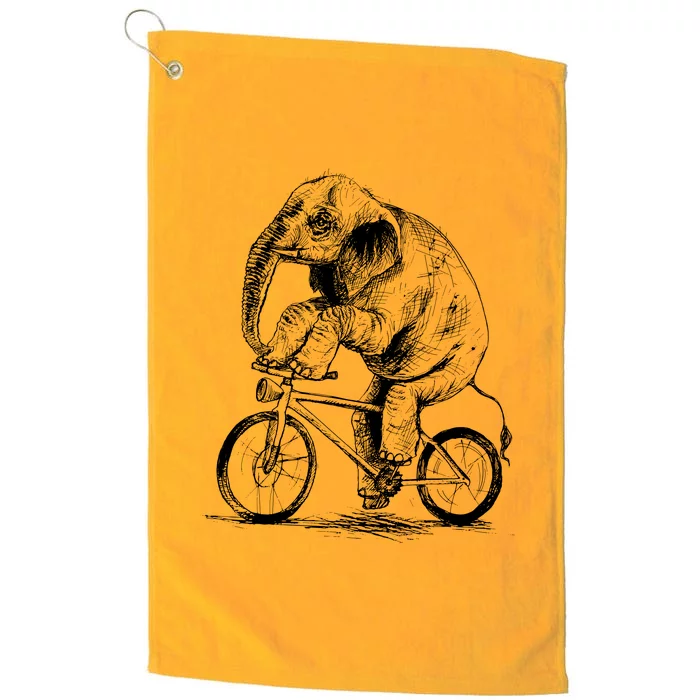 Funny Vintage Elephant On Bike Bicycle Platinum Collection Golf Towel