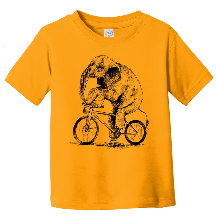 Funny Vintage Elephant On Bike Bicycle Toddler T-Shirt