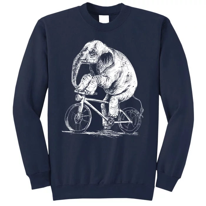 Funny Vintage Elephant On Bike Bicycle Tall Sweatshirt