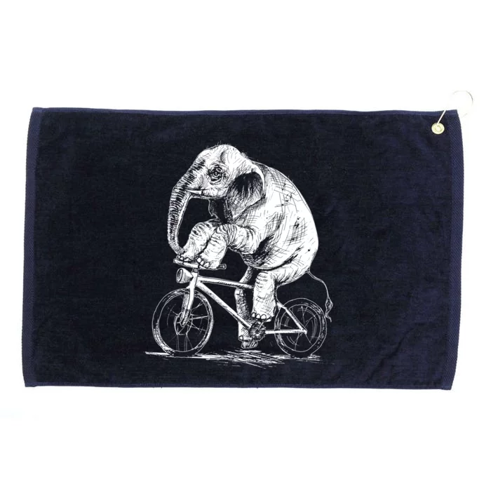 Funny Vintage Elephant On Bike Bicycle Grommeted Golf Towel