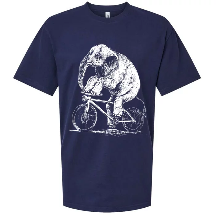 Funny Vintage Elephant On Bike Bicycle Sueded Cloud Jersey T-Shirt