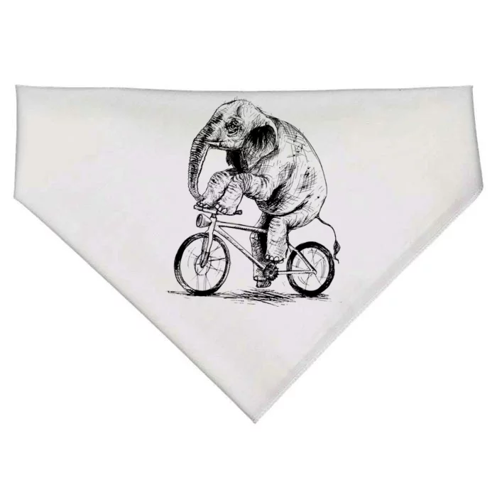 Funny Vintage Elephant On Bike Bicycle USA-Made Doggie Bandana