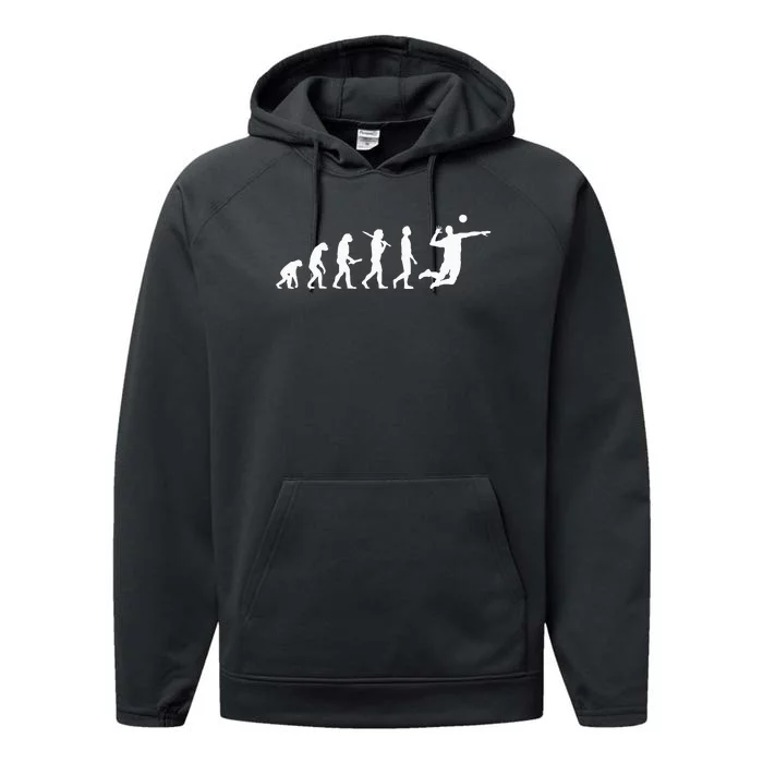 Funny Volleyball Evolutionfor Volleyball Players Performance Fleece Hoodie