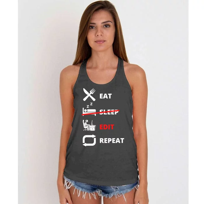 Funny Video Editing Film Making Cool Design For Video Editor Funny Gift Women's Knotted Racerback Tank