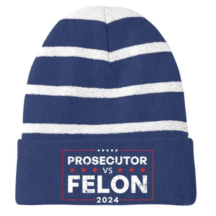 Funny Voting Election 2024 Striped Beanie with Solid Band