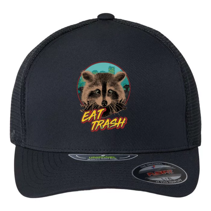 Funny Vintage Eat Trash Raccoon Flexfit Unipanel Trucker Cap