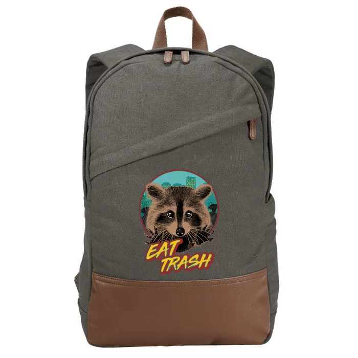 Funny Vintage Eat Trash Raccoon Cotton Canvas Backpack