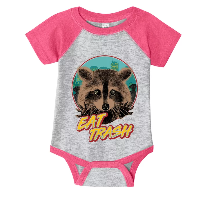 Funny Vintage Eat Trash Raccoon Infant Baby Jersey Bodysuit