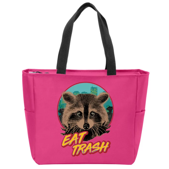 Funny Vintage Eat Trash Raccoon Zip Tote Bag