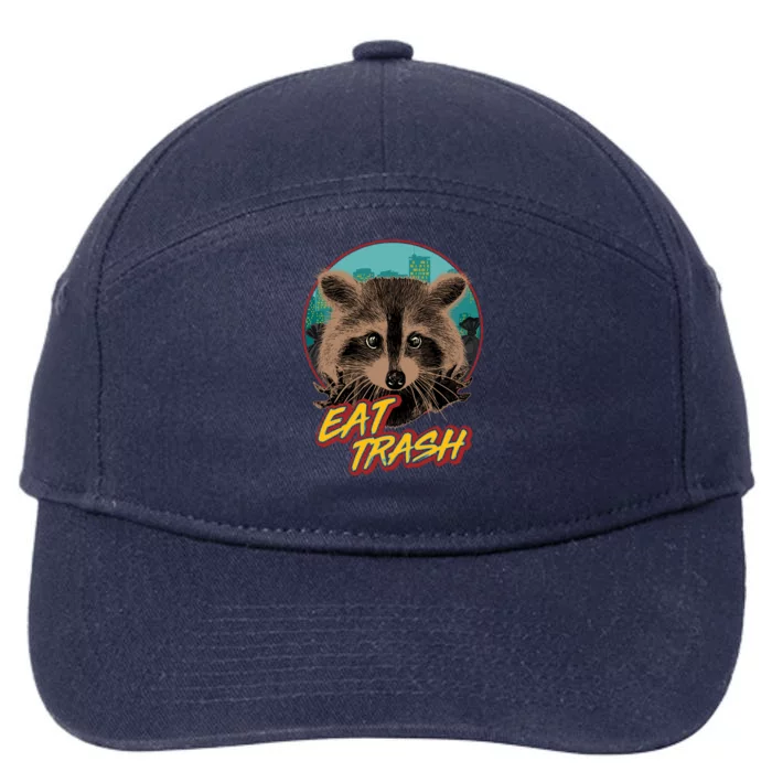 Funny Vintage Eat Trash Raccoon 7-Panel Snapback Hat