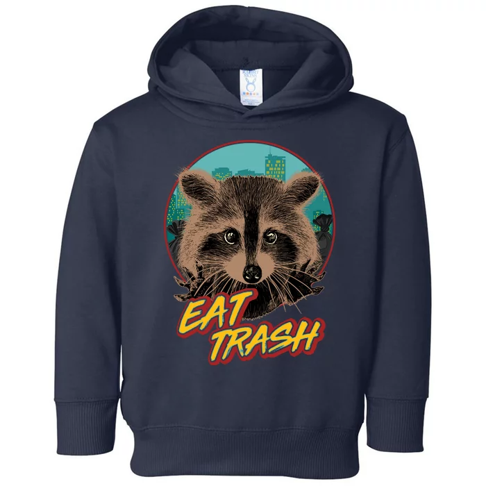 Funny Vintage Eat Trash Raccoon Toddler Hoodie