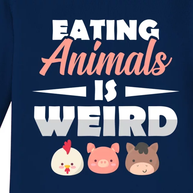 Funny Vegan Eating Animals Is Weird Veggies Plant Based Gift Baby Long Sleeve Bodysuit