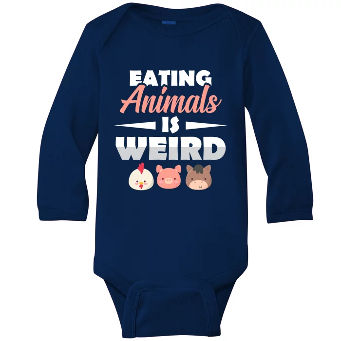 Funny Vegan Eating Animals Is Weird Veggies Plant Based Gift Baby Long Sleeve Bodysuit