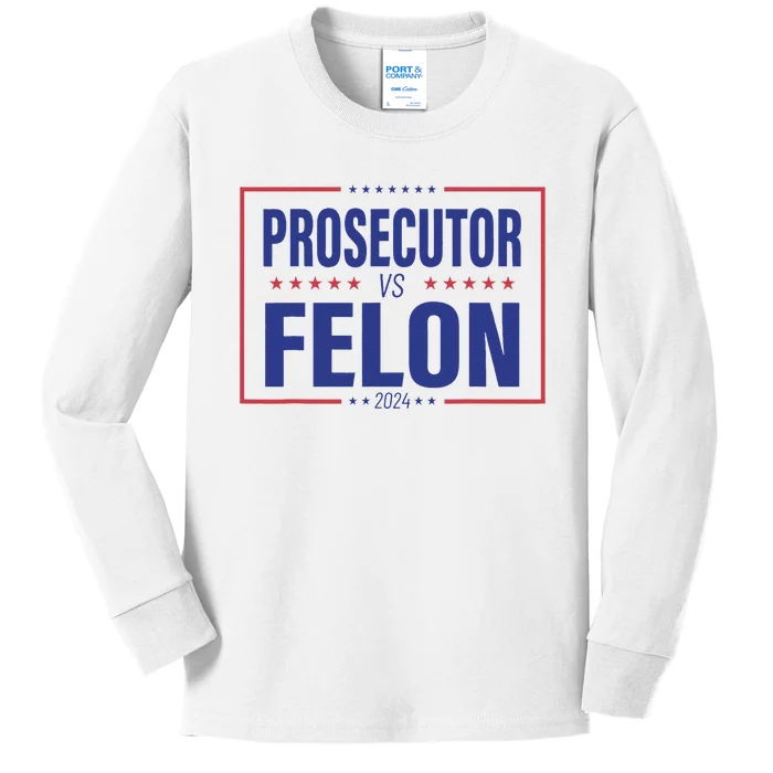 Funny Voting Election 2024 Usa The Prosecutor Vs The Felon Kids Long Sleeve Shirt