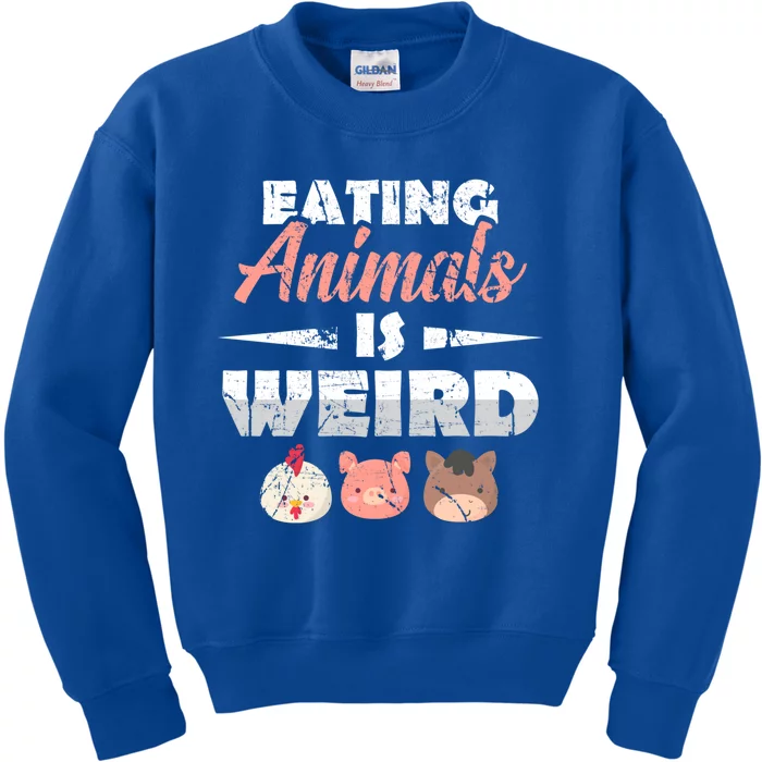 Funny Vegan Eating Animals Is Weird Veggies Plant Based Gift Kids Sweatshirt