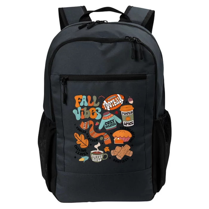 Fall Vibes Football Pumpkin Spice Falling Leaves Coffee Dates Daily Commute Backpack