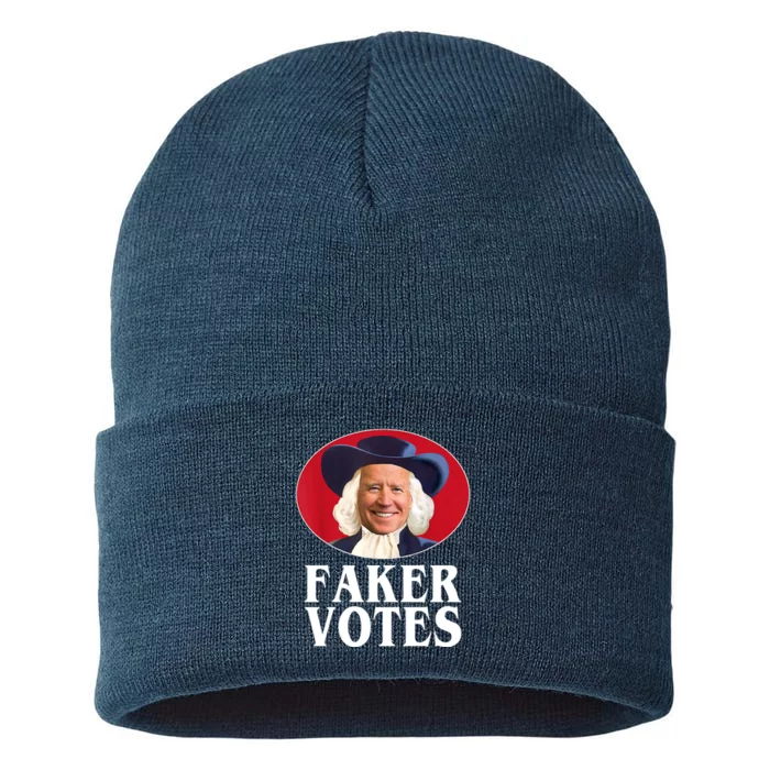 Faker Votes Funny Joe Biden Election Sustainable Knit Beanie