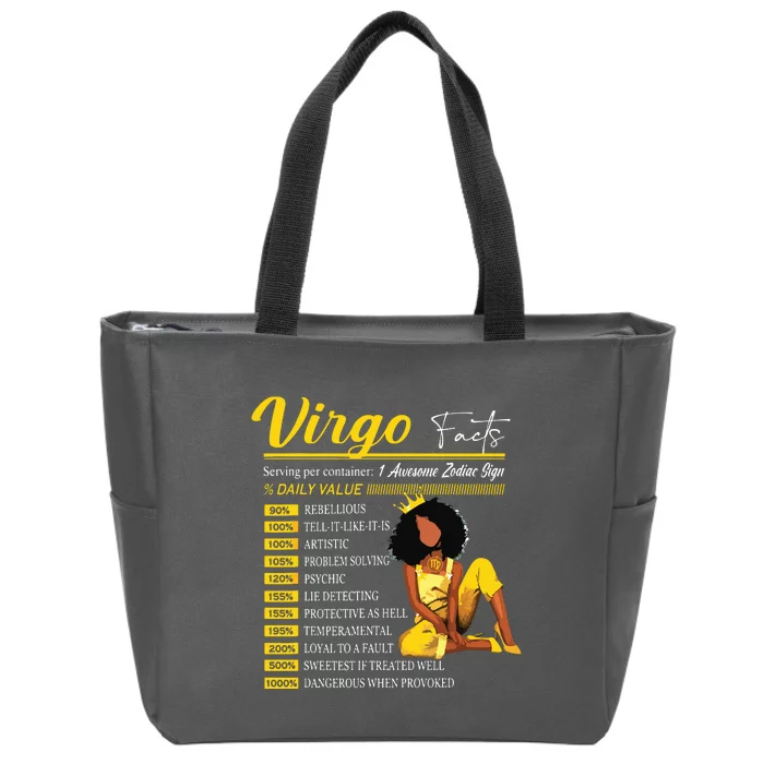 Funny Virgo Facts Awesome Zodiac Sign Horoscope Birthday Zip Tote Bag