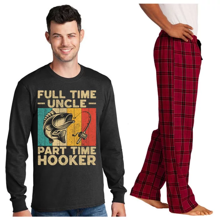 Funny Vintage Fishing Uncle Jokes Fisher Cute Gift Long Sleeve Pajama Set